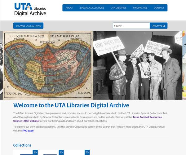 homepage screenshot of UTA Libraries Digital Archive