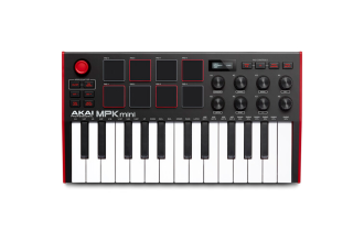 "Image of a compact 25-key MIDI keyboard controller for music production."