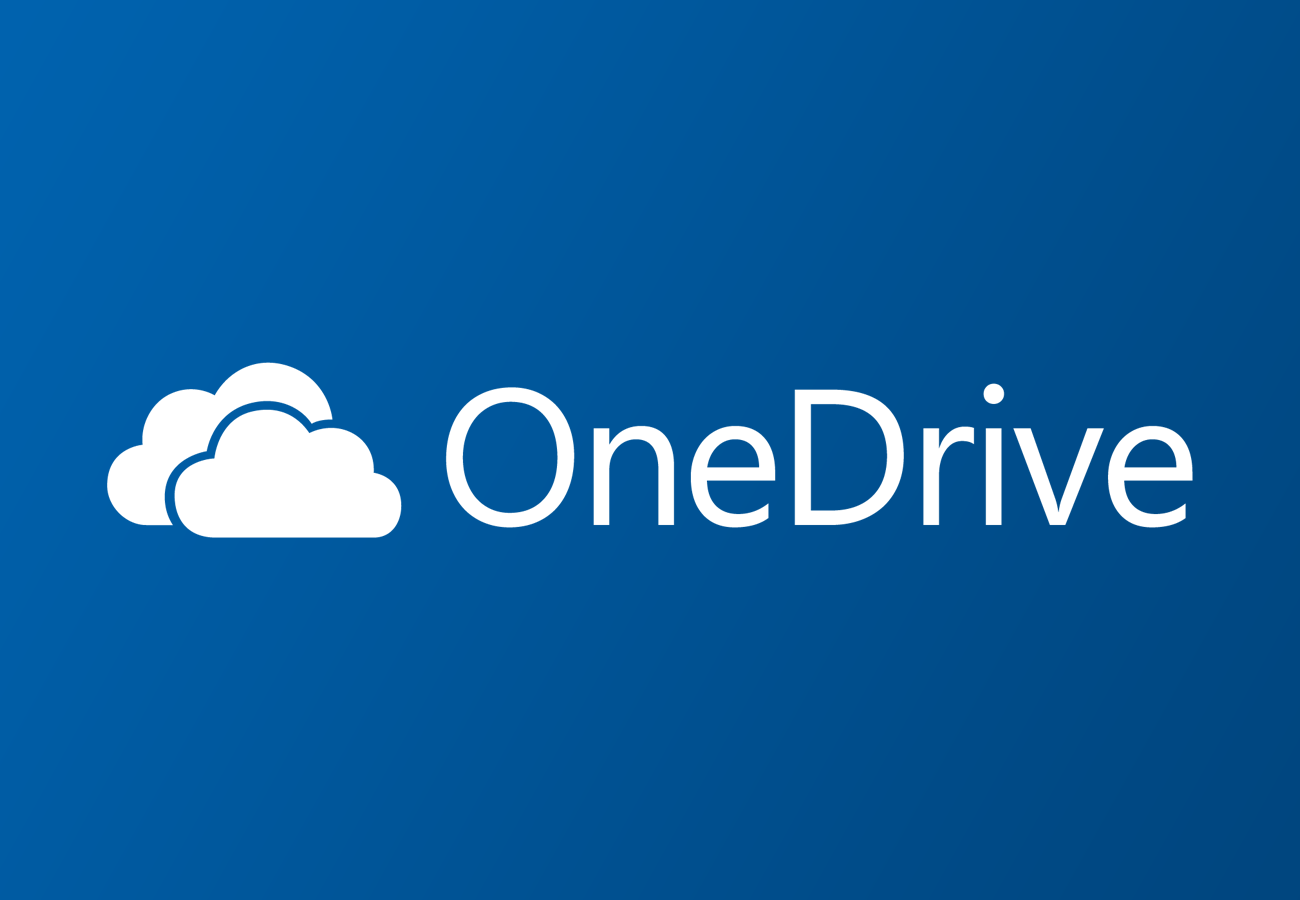 Two clouds Followed by the text "One Drive"