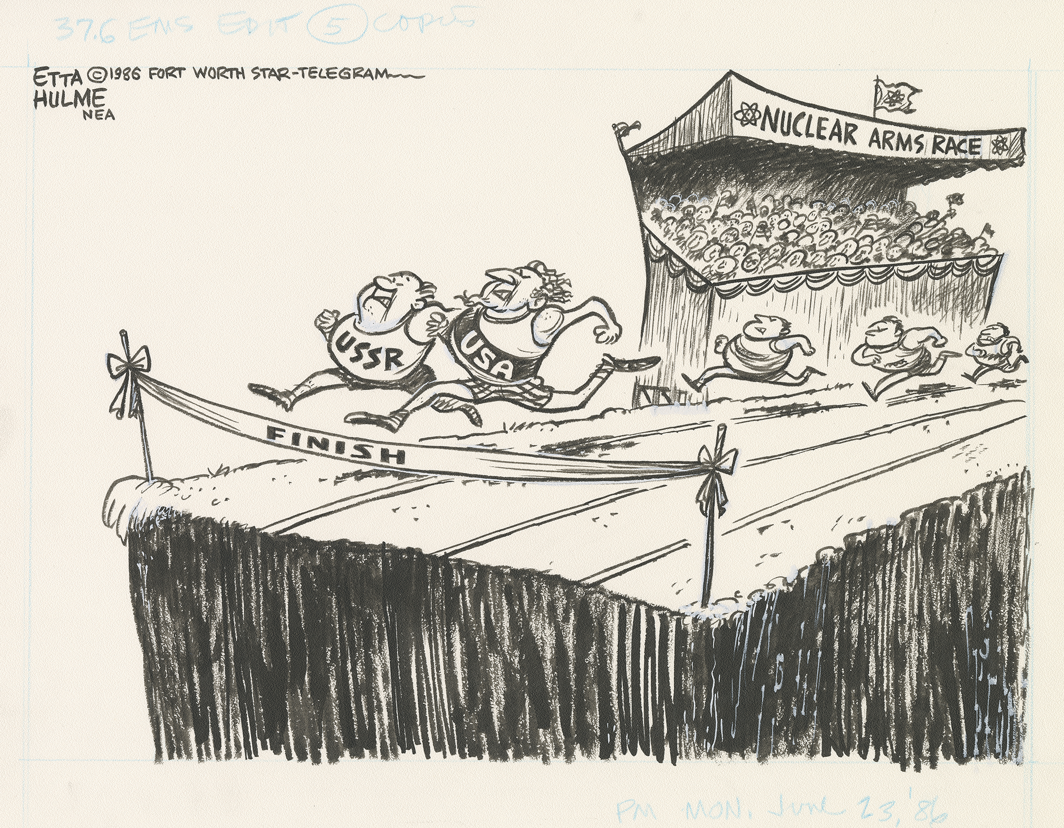 Nuclear arms race | Etta Hulme Cartoon Archive