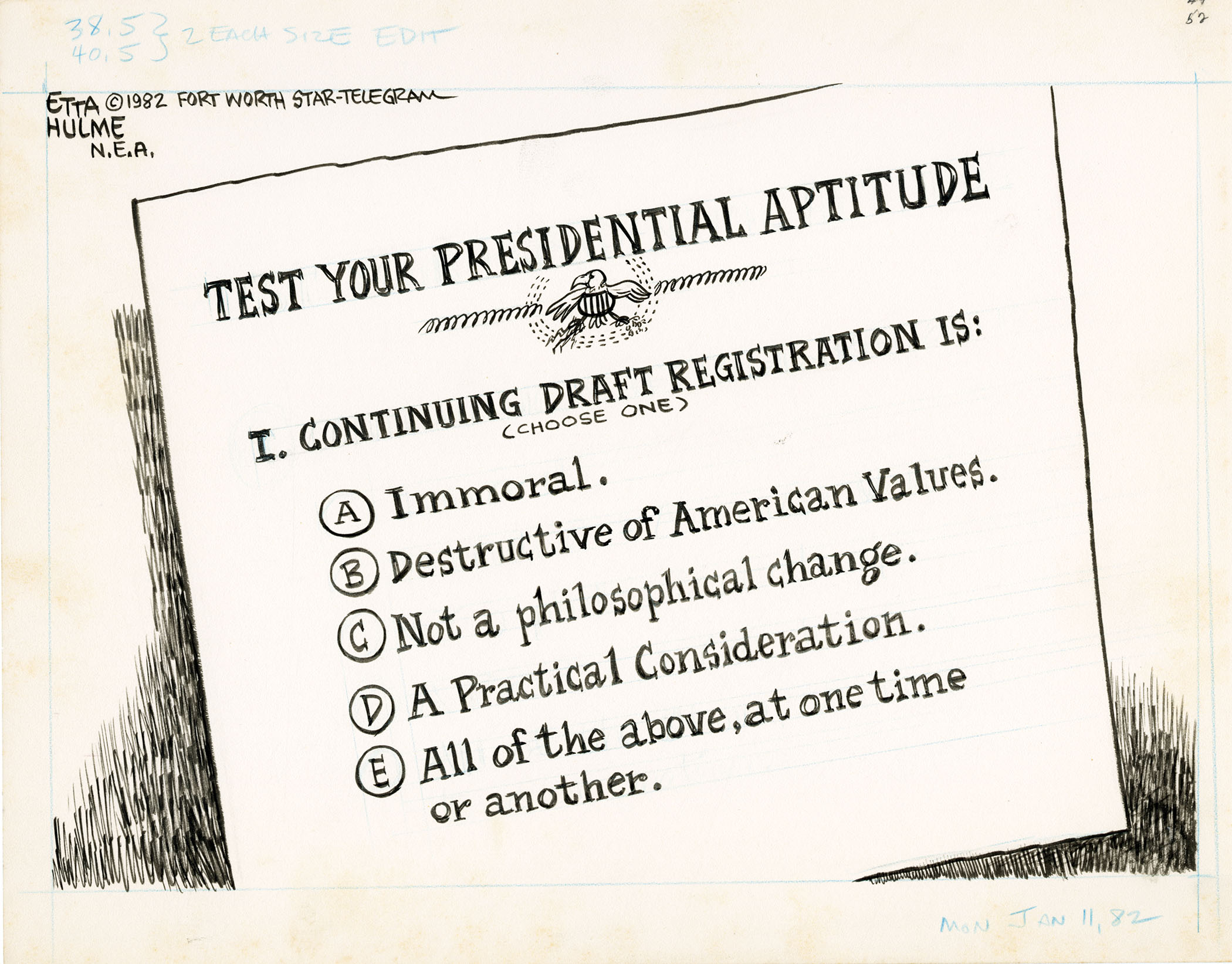  Test Your Presidential Aptitude Etta Hulme Cartoon Archive