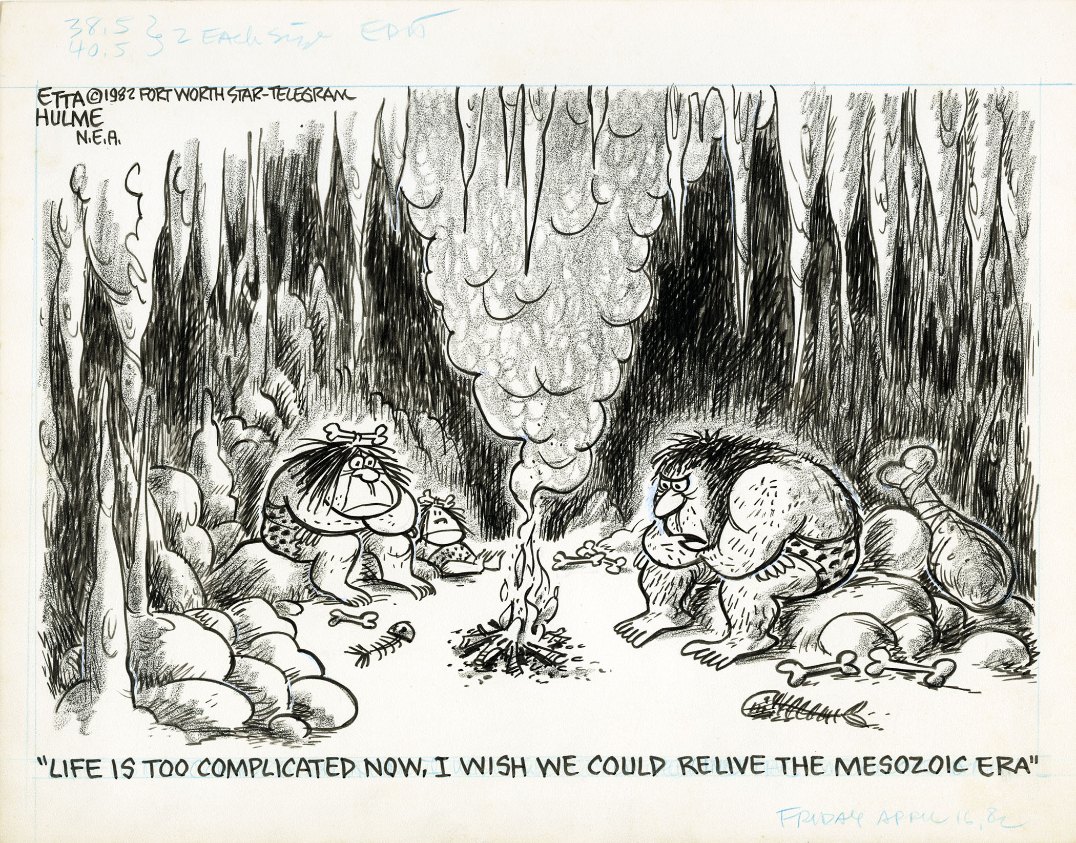 Life is too complicated now, I wish we could relive the mesozoic era |  Etta Hulme Cartoon Archive