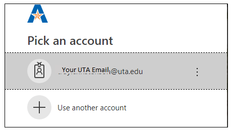 UTA sign-in selecting email address