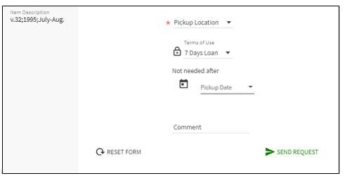 catalog record showing pickup location
