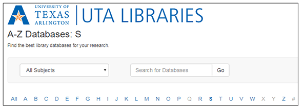 A to Z Database screen