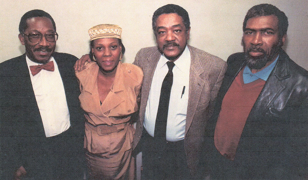 Marvin Crenshaw (member of the Dallas Black Panther Party), Diane Ragsdale, Bobby Seale (founder and chairman of the Black Panther Party), and Fahim Minkah (member of the Dallas Black Panther Party)
