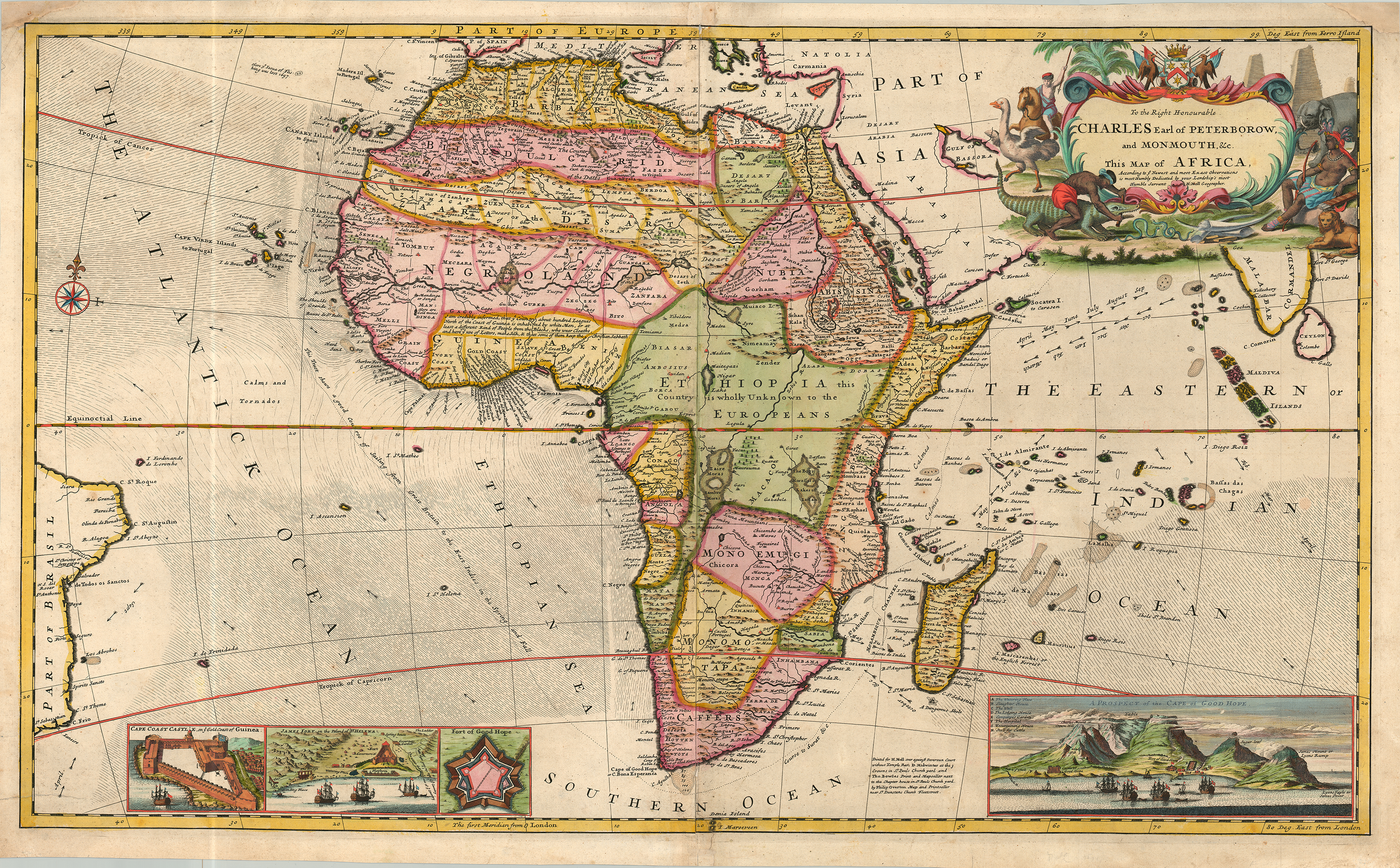 Moll, To the Right Honourable Charles, Earl of Peterborow...this Map of Africa... 1715 UTA Gift of Jack Franke