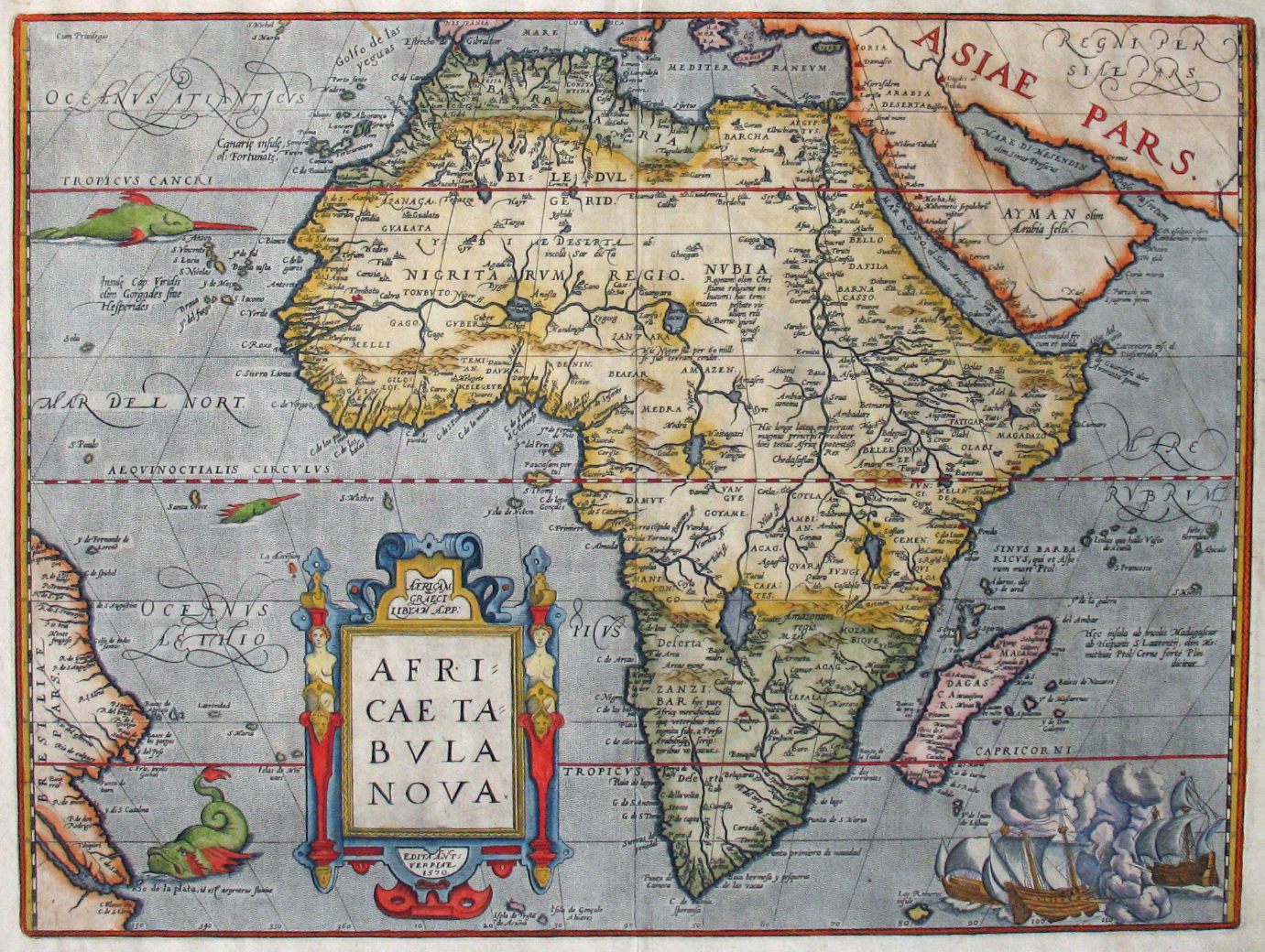 Abraham Ortelius, Africa Tabula Nova, 1570.  UTA Gift of Dr. Jack Franke