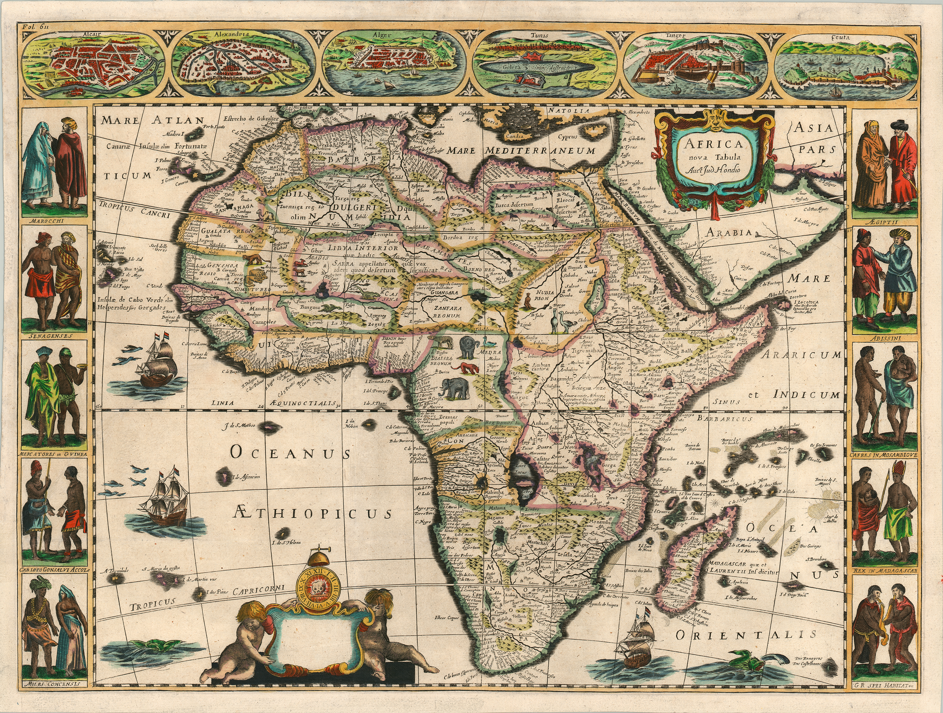 Figure 2: Jodocus Hondius, Africa Nova Tabula, 1623. UTA Libraries Special Collections. Currently on view in Searching for Africa exhibition at Special Collections. 