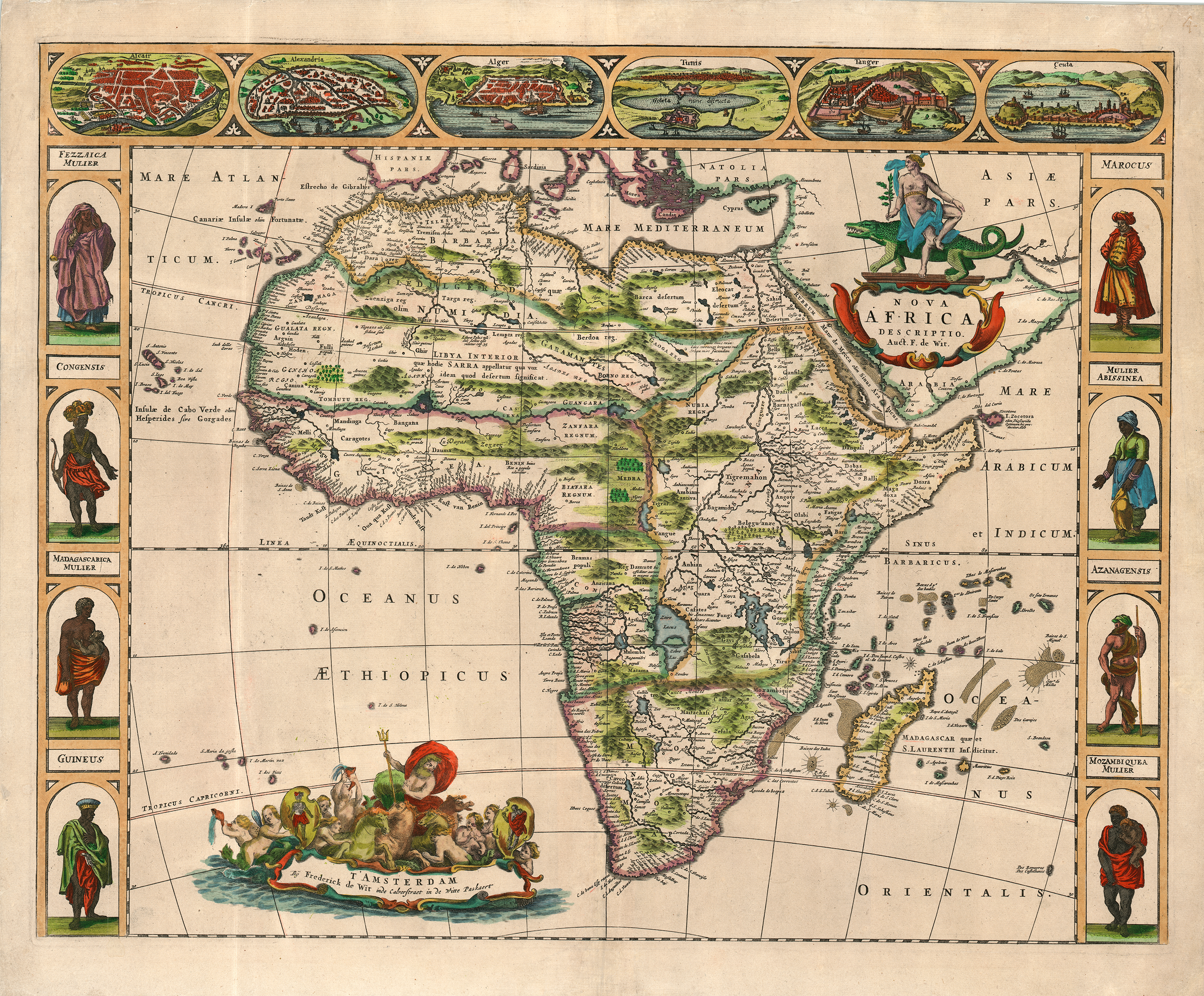 Map of Africa with scenes.