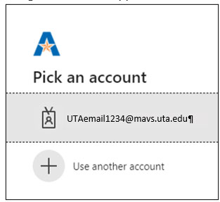 login box showing how to account selection