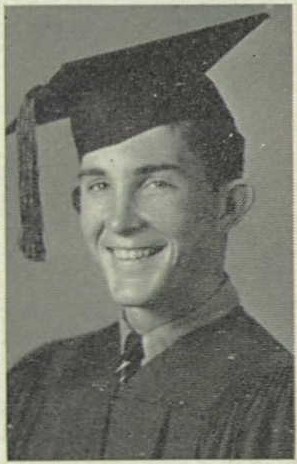 Yearbook Photo identified as Don Jasper, 1941. A young white man in a graduation cap and gown. 