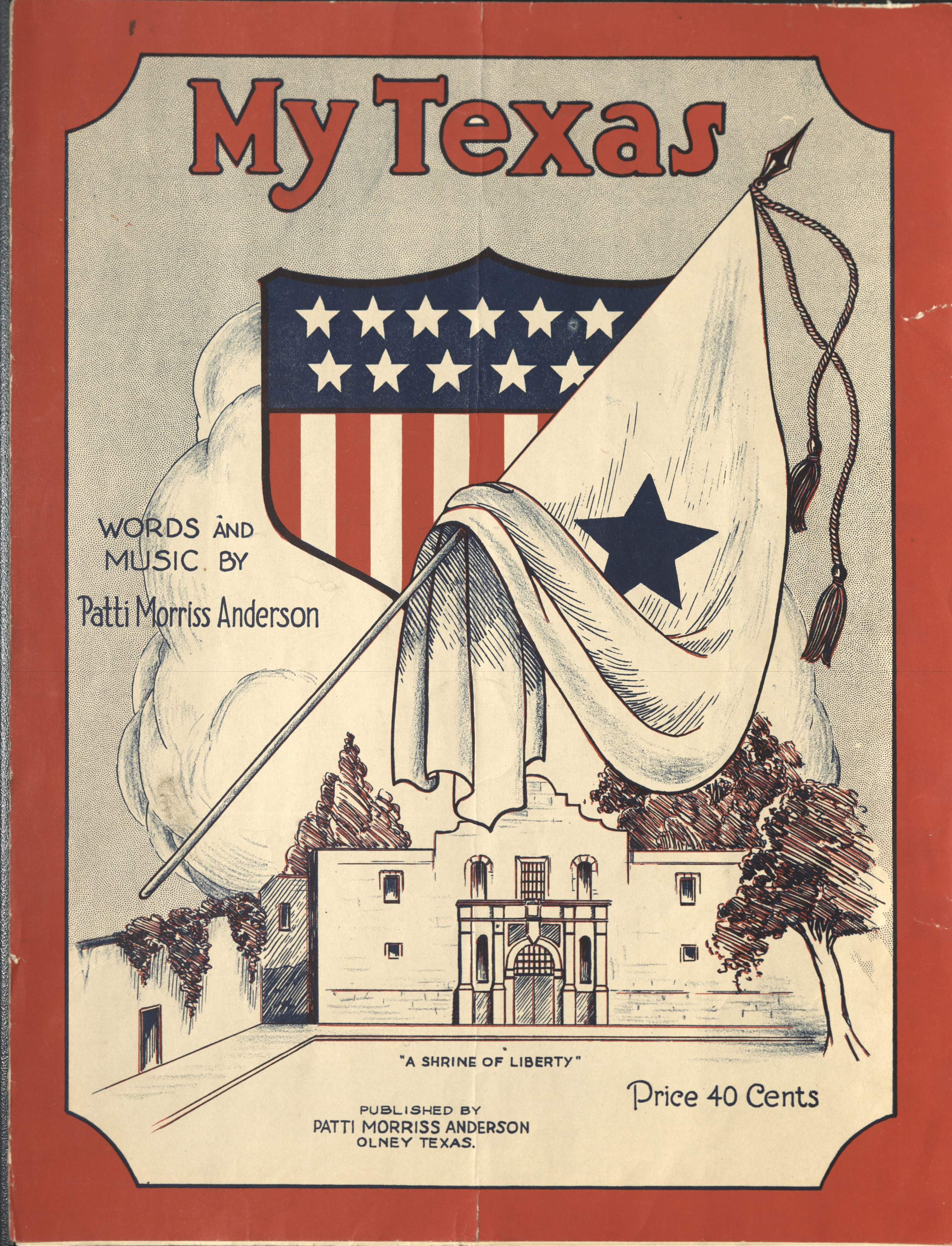Cover of "My Texas" showing the Alamo and Lone Star flag.