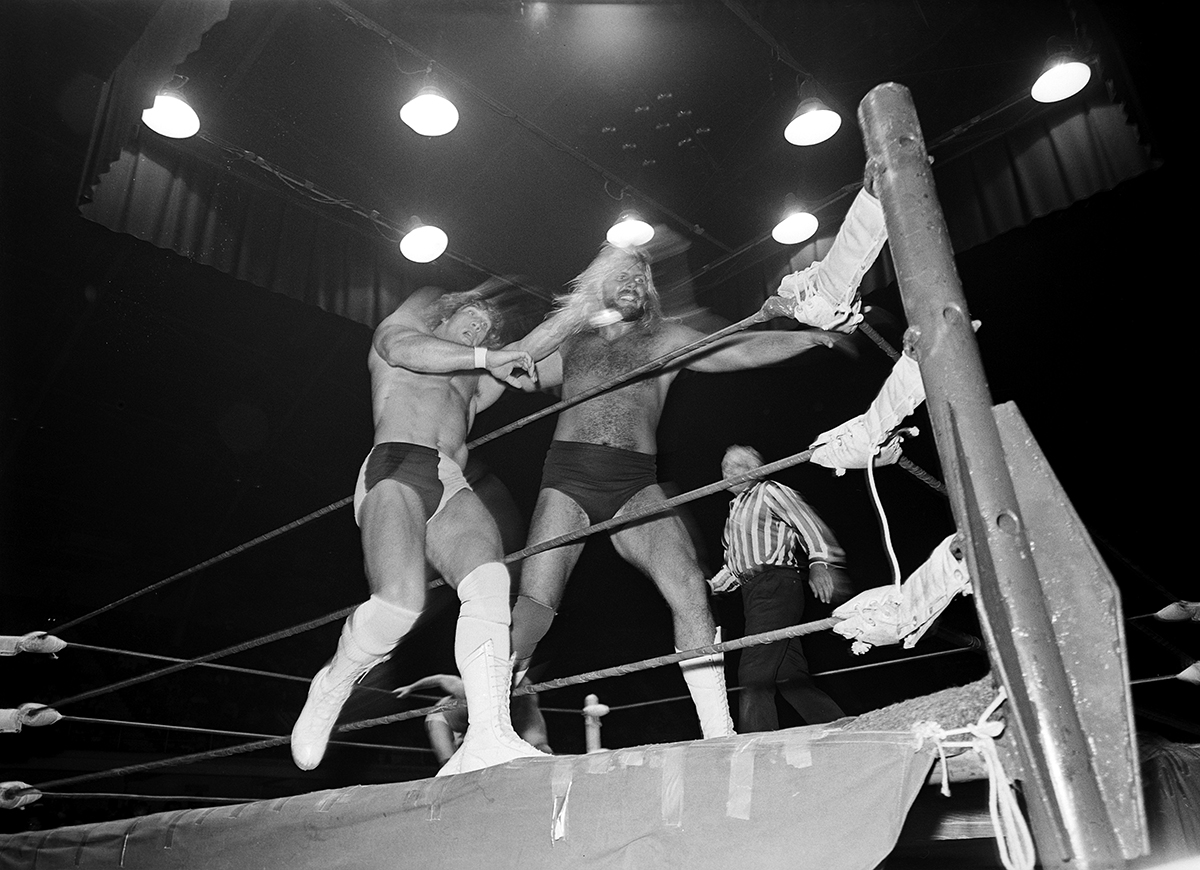 Wrestling at Will Rogers Coliseum, Fort Worth, Texas ca. 1981-82; Kerry Von Erich in the ring.