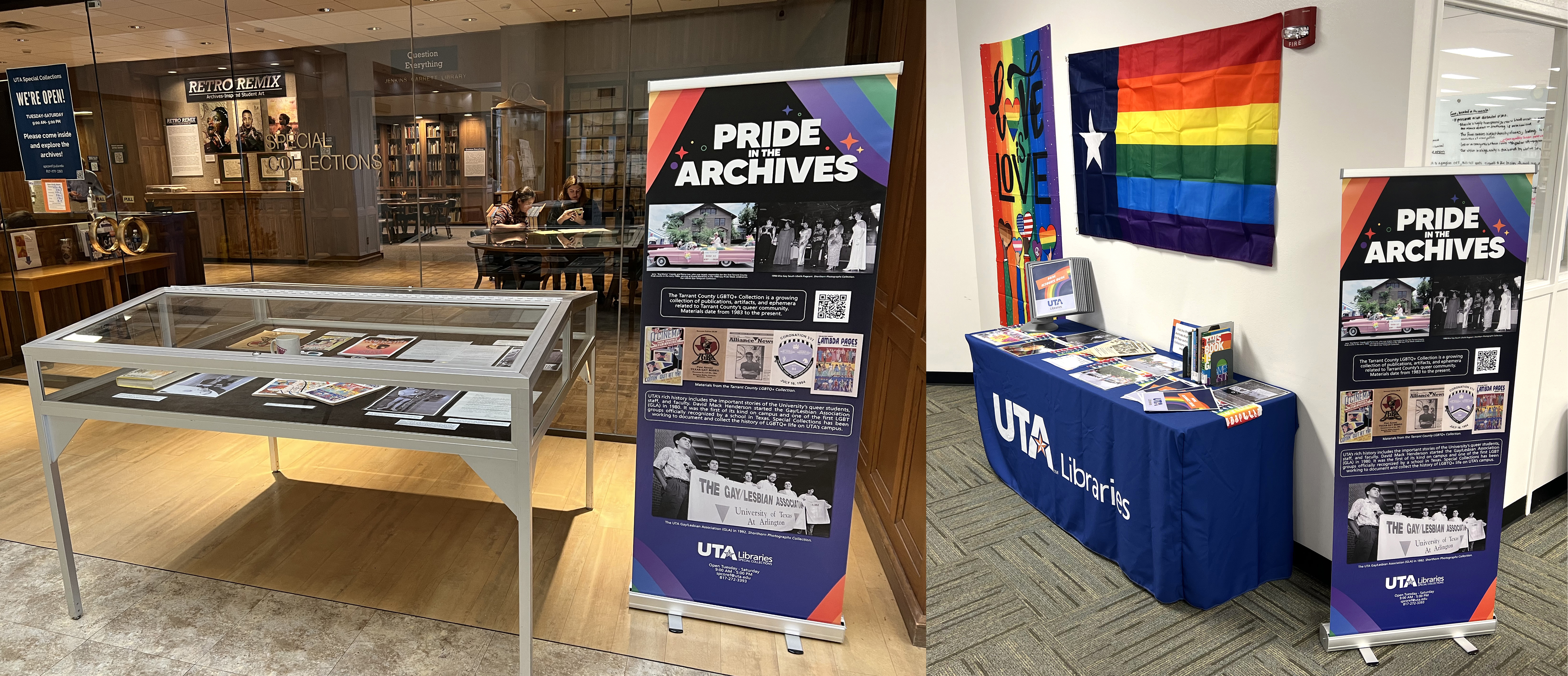 Pride in the Archives exhibit displays.