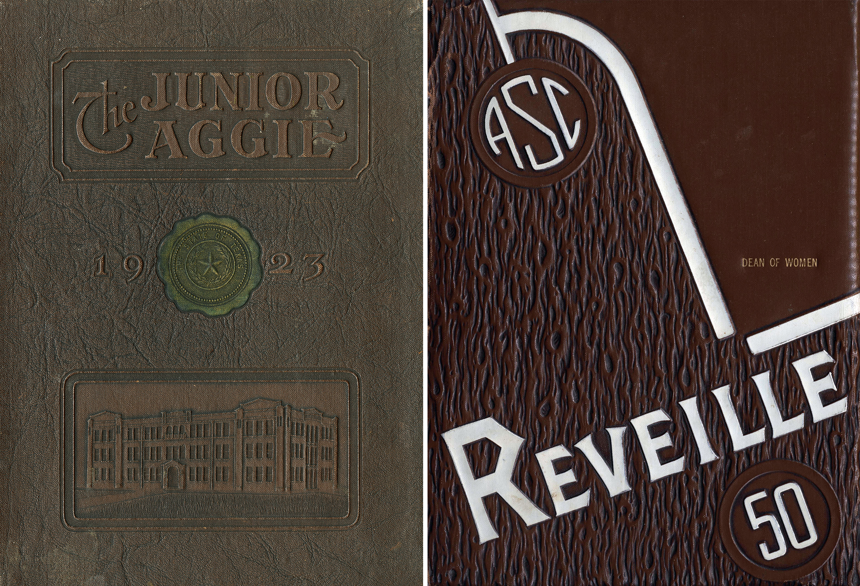 Covers of two UTA yearbooks from 1923, left, and 1950, right.