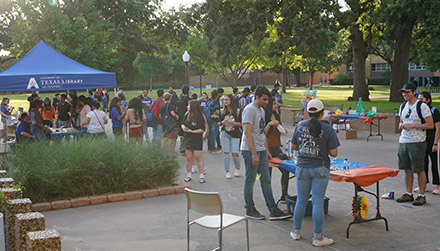 Crowd of students at the Fun Fair