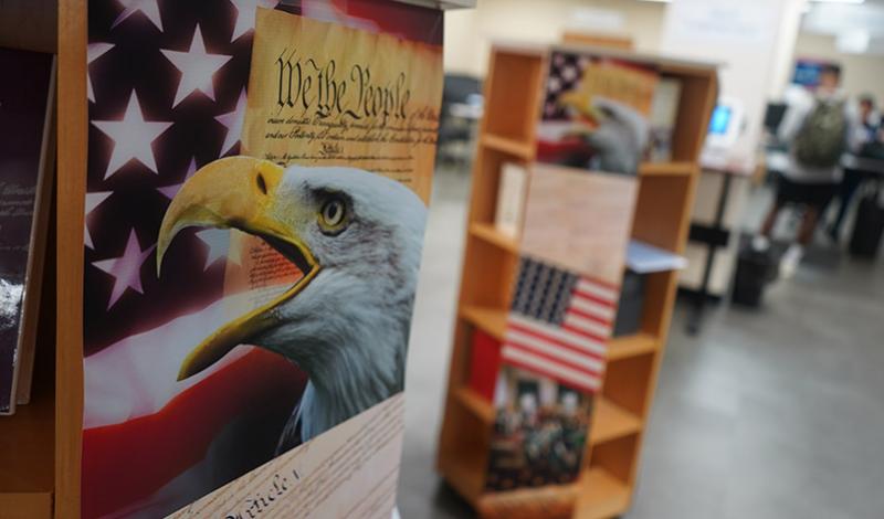 poster and books for Constitution Day