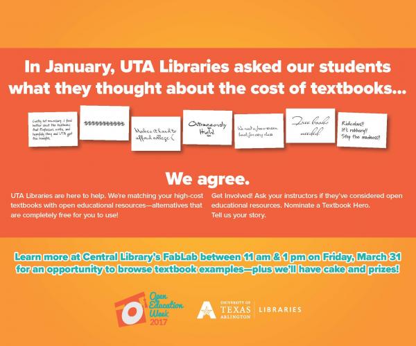 In January, TUA Libraries asked our students what they thought about the cost of textbooks