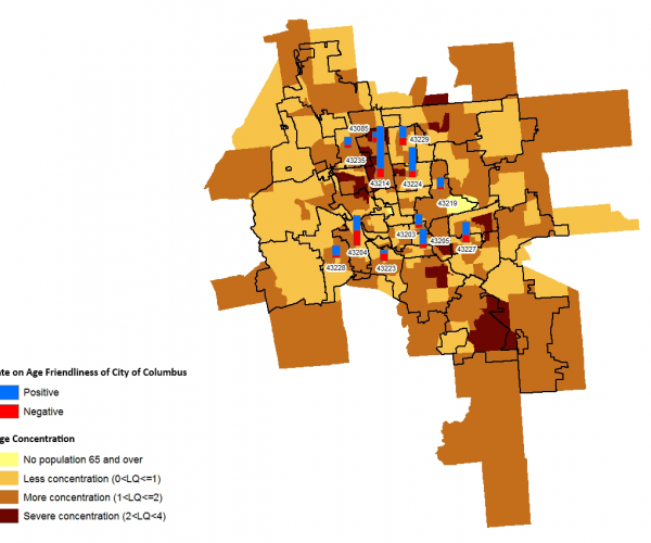 map of age-friendliness in Columbus, OH