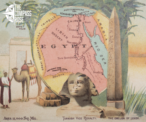 Postcard of Egypt with Compass Rose logo
