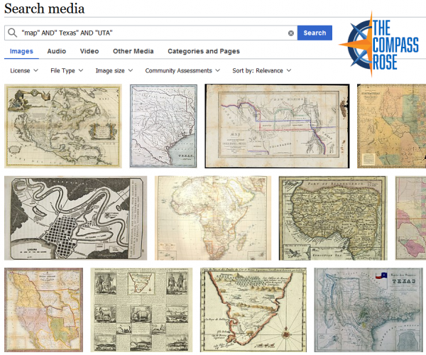 Screenshot of map search results with "The Compass Rose" in the top right corner.
