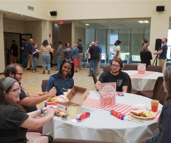 Members of UTA Libraries enjoy lunch together during the annual Summer Picnic on Wednesday, July 27, 2022. 