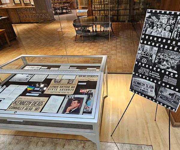 exhibit of photos and newspapers from JFK assassination