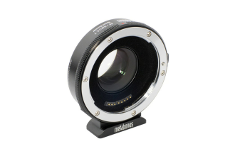 "Image of a Metabones lens adapter, a device used to mount lenses from one camera system onto a camera body from another system, facilitating compatibility between different lens and camera combinations."