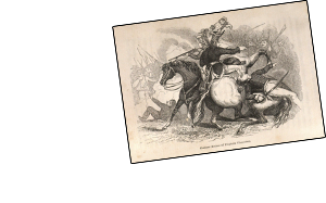 depiction of Captain Thornton fighting on horseback