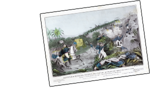 Battle of Sierra Gordo showing capture of Santa Anna's carriage and wooden leg