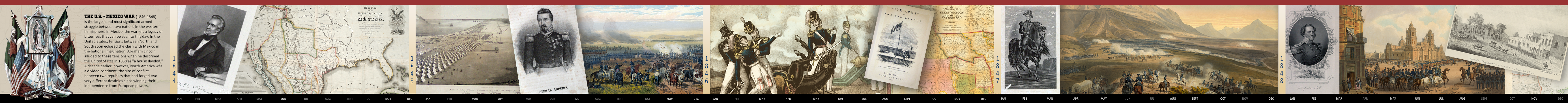 U.S. Mexico war timeline showing dates and events from 1844 to 1848